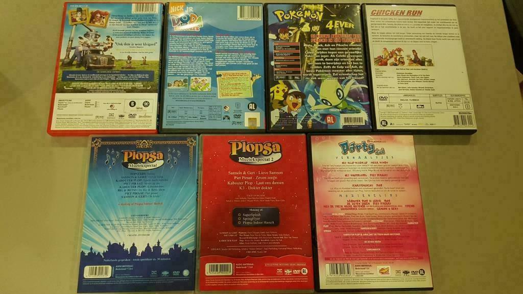 (DVD's 7 stuks) Dora, Plopsa, Chicken run, Pokemon, Studio 1, Enlèvement ou Envoi