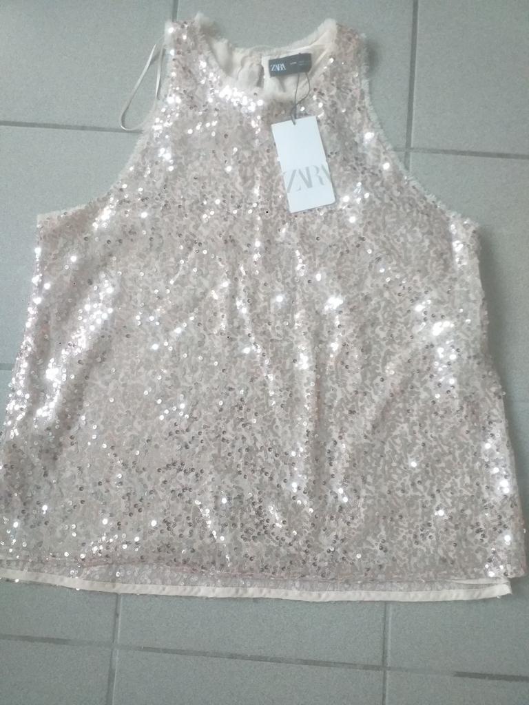 Top met glieters, Kleding | Dames, Topjes, Ophalen of Verzenden, Nieuw, Maat 46/48 (XL) of groter, Beige