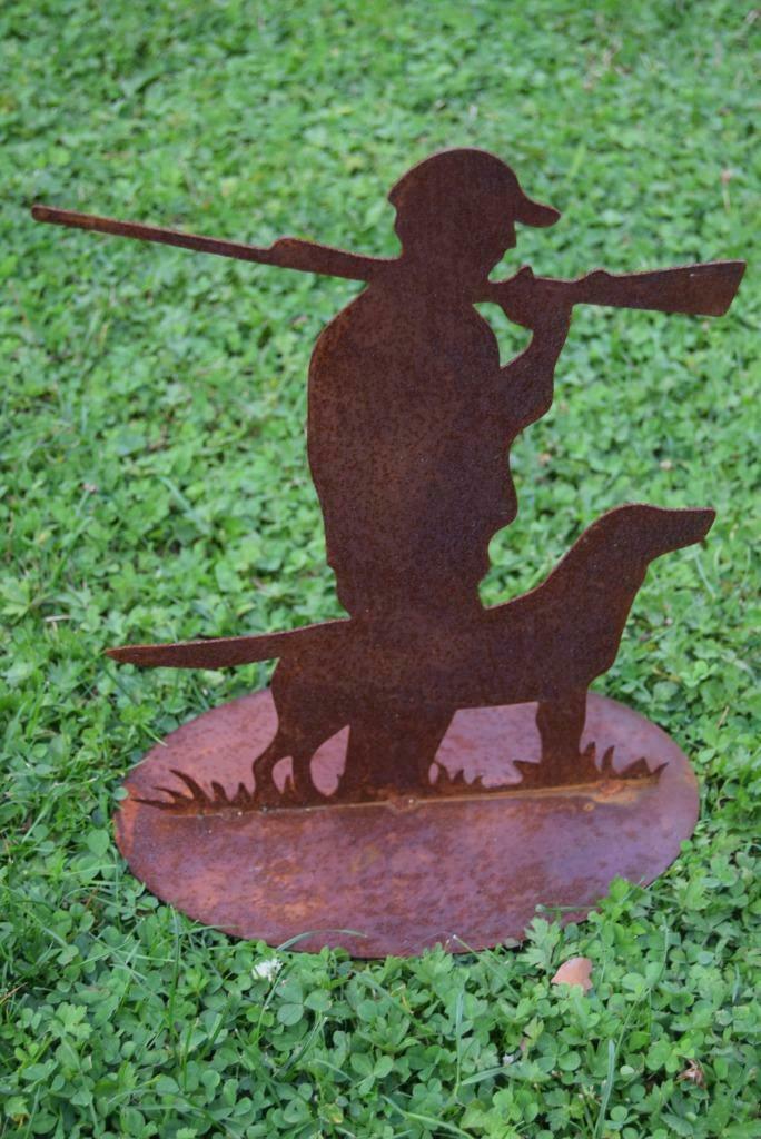 Le chasseur et son chien en fer forgé (grand modèle), Enlèvement ou Envoi, Neuf, Métal, Homme
