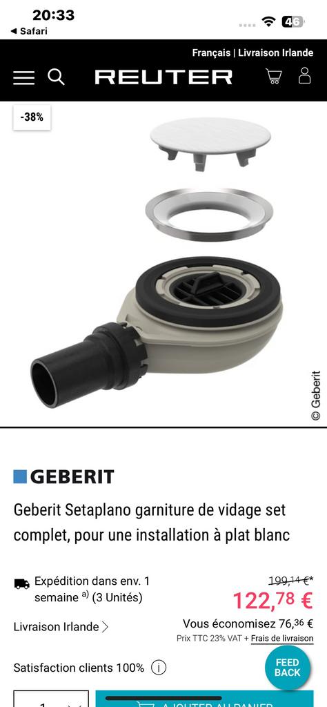 Syphon + garniture de vidage douche, Ophalen of Verzenden, Nieuw