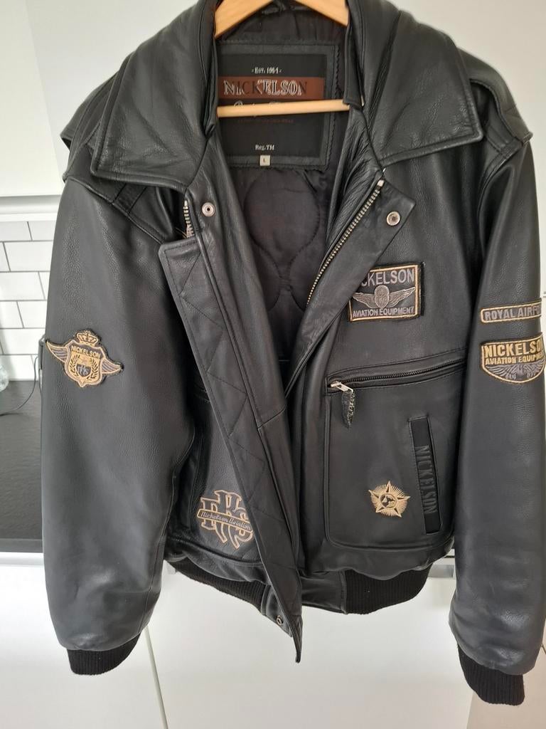 Lederen pilotenjas (ɓomberjas)merk Nickelson, Kleding | Heren, Ophalen, Maat 52/54 (L), Bruin, Nickelson