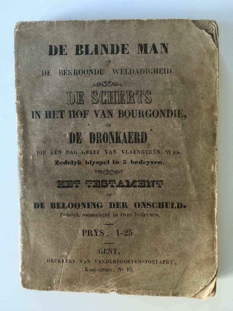 Zeer zeldzaam toneelboekje van 1851 - D Blinde Man, etc, Ophalen of Verzenden, Gelezen, Toneel