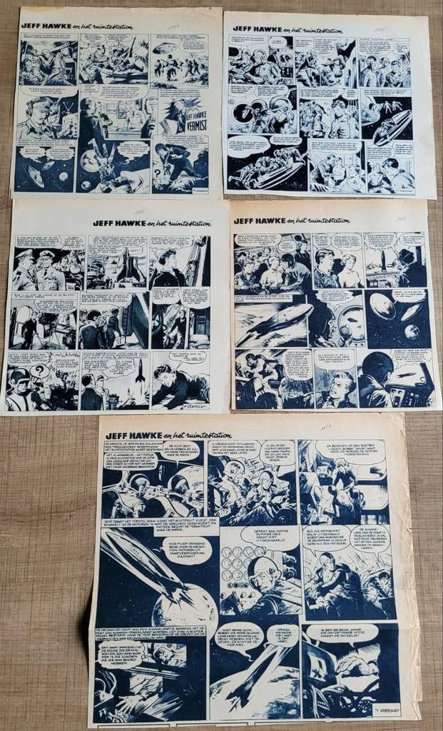 22 oude stripknipsels: Jeff Hawke (jaren '50-'60), Verzamelen, Tijdschriften, Kranten en Knipsels, Ophalen of Verzenden, 1940 tot 1960