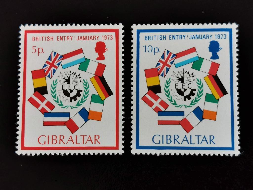 Gibraltar 1973 - Entrée Royaume-Uni dans l'UE - drapeaux **, Enlèvement ou Envoi, Autres pays, Non oblitéré