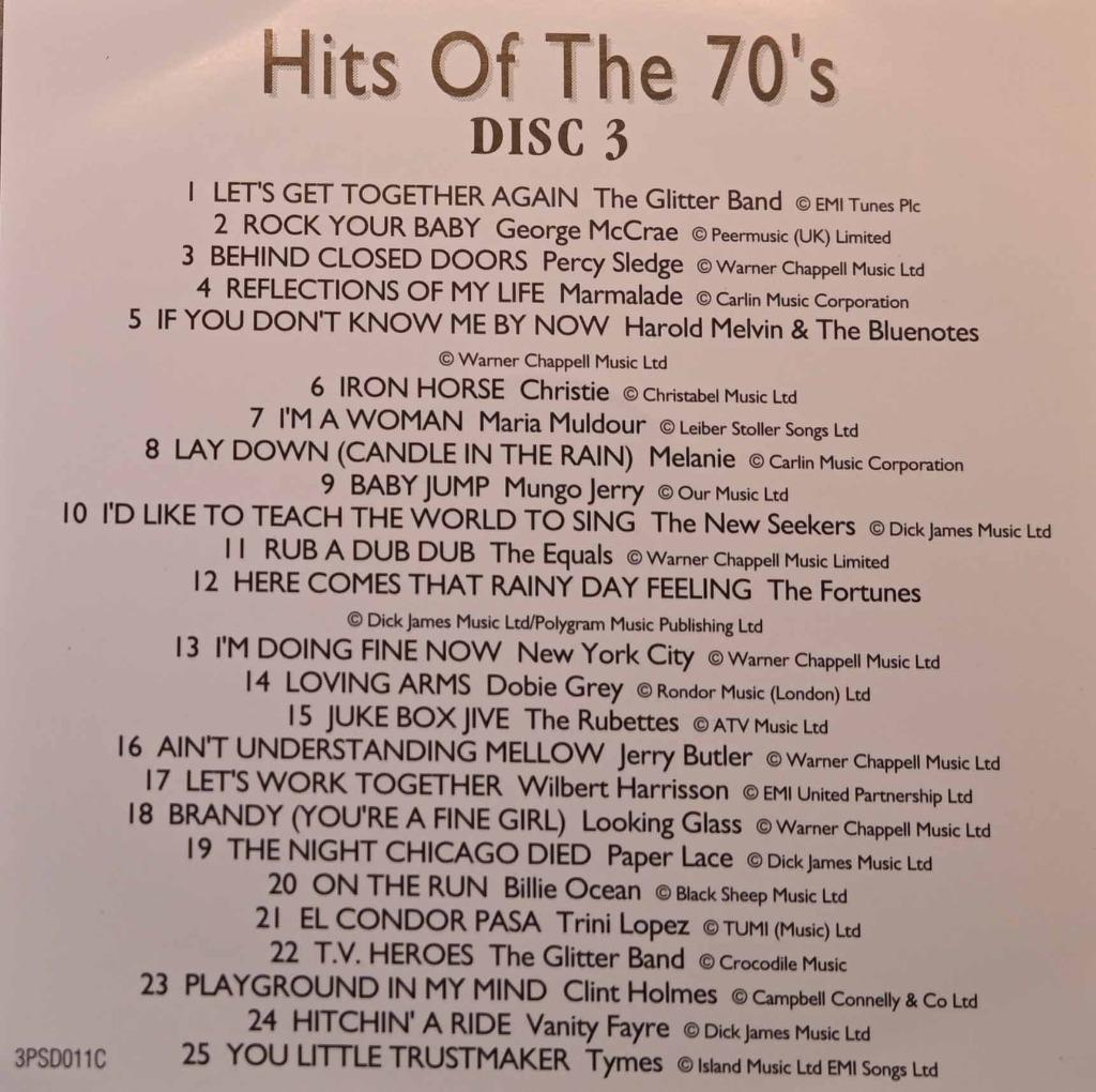 Hits of the 70's, Enlèvement ou Envoi, Comme neuf