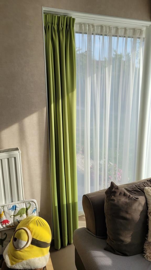 Mooi groene overgordijnen van heytens, Huis en Inrichting, Stoffering | Gordijnen en Lamellen, Ophalen of Verzenden, Zo goed als nieuw