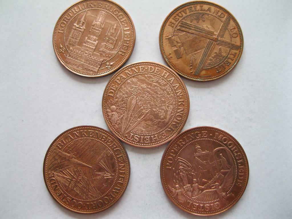 Gemeente penningen 5 stuks, Ophalen of Verzenden