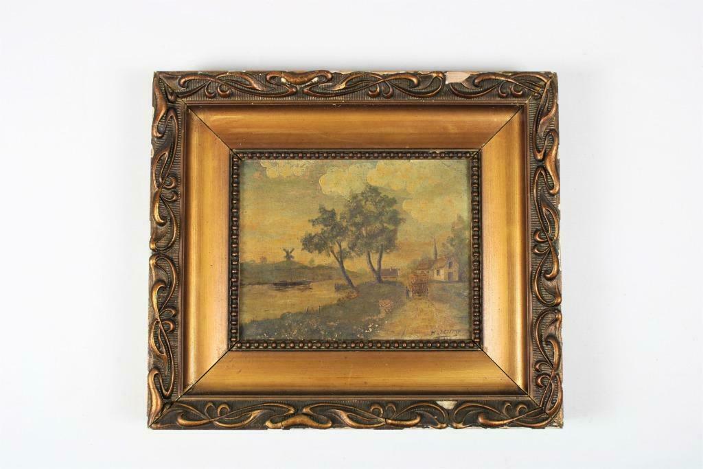 olieverfschilderij landschap met kar, H. Mure, 1896, Antiek en Kunst, Ophalen