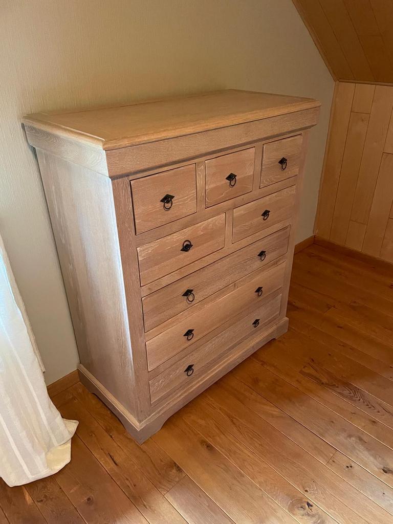 Commode en chêne massif - Style campagnard - Parfait état, Maison & Meubles, 25 à 50 cm, 5 tiroirs ou plus, Chêne, Comme neuf