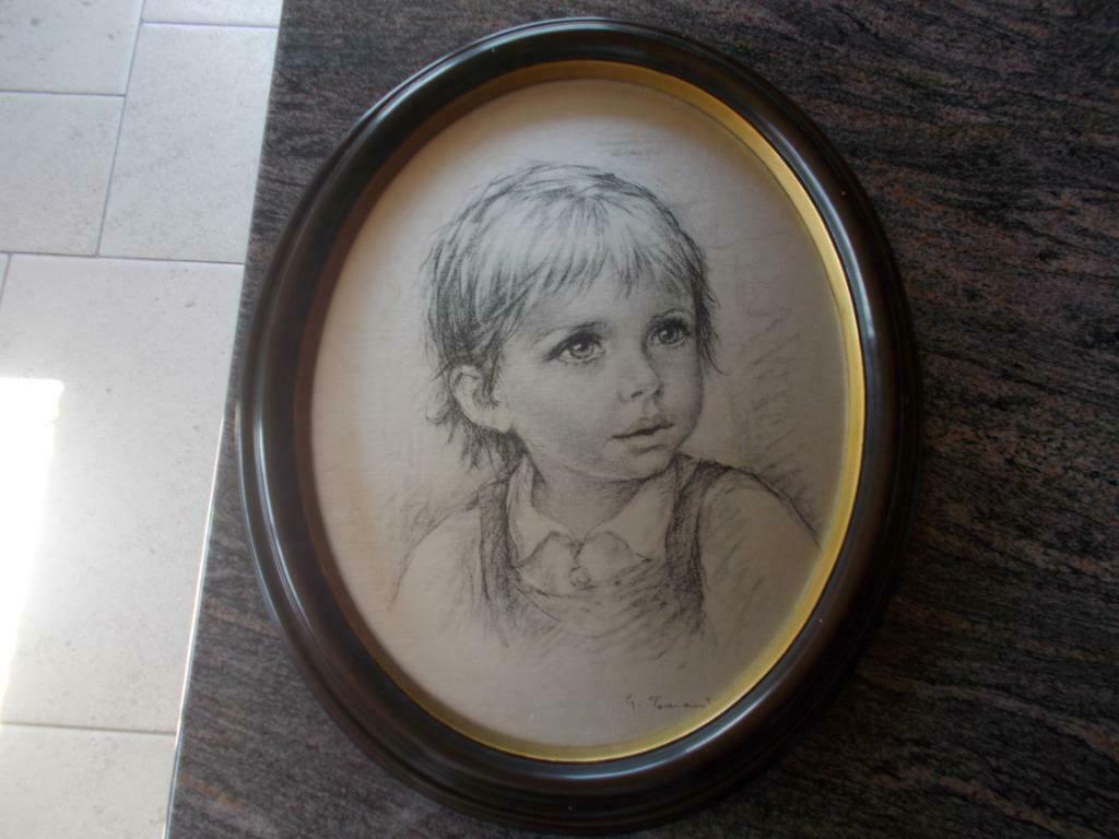 Vintage tekening (kind), Antiek en Kunst, Kunst | Tekeningen en Fotografie, Ophalen of Verzenden