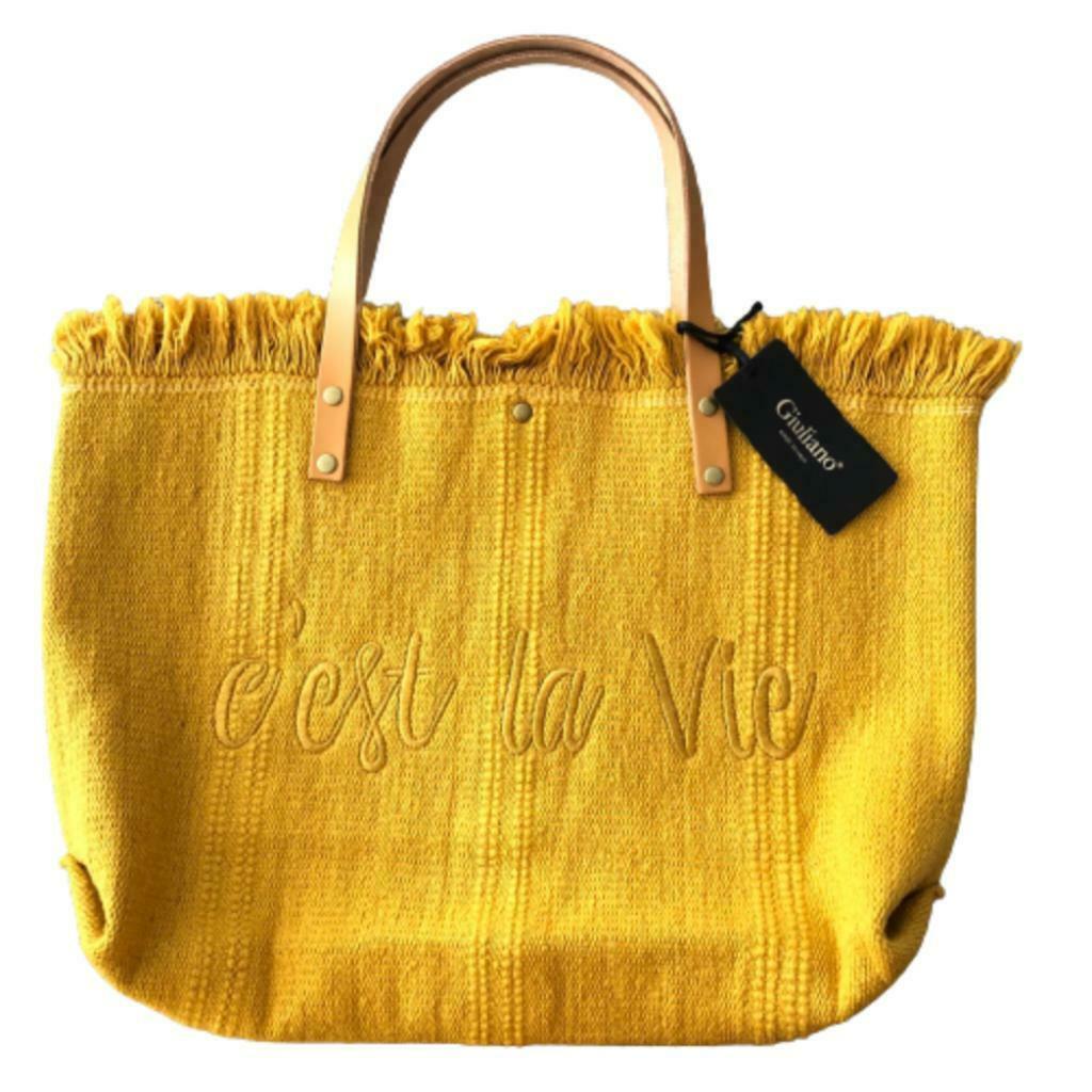 Sac de plage en toile Giuliano, sac shopping - neuf, Envoi, Neuf, Jaune, Shopper
