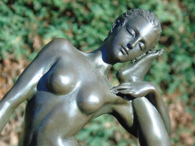 naakte vrouw die yoga doet in brons, gesigneerd, CLAUDE., Ophalen of Verzenden, Brons