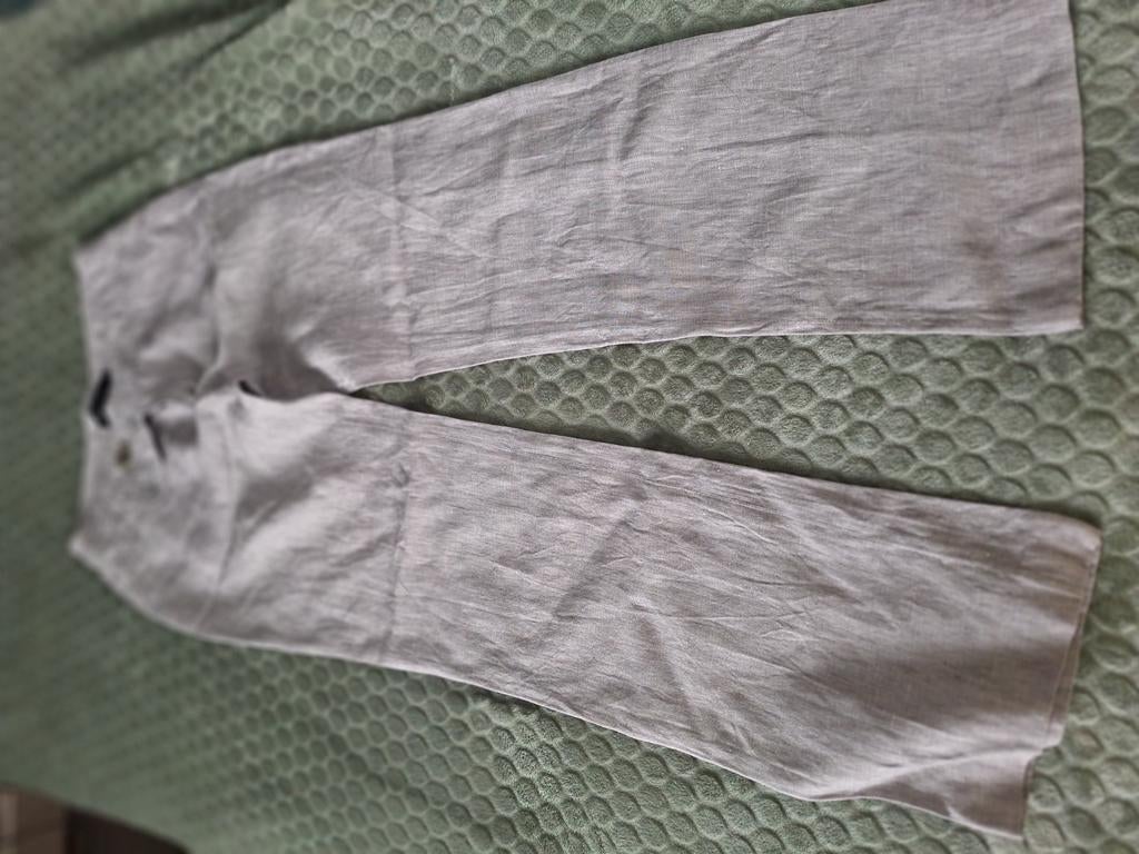 Mooie licht grijze linnen lange broek, Enlèvement ou Envoi, Comme neuf, Taille 38/40 (M)