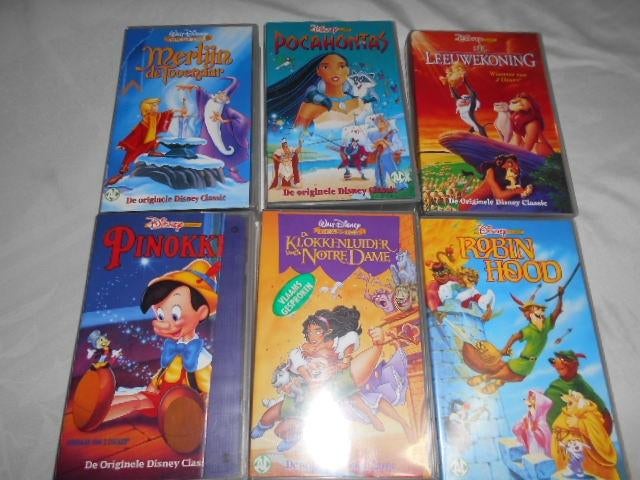 6 DISNEY VIDEOCASSETTES, Ophalen of Verzenden, Zo goed als nieuw, Tekenfilms en Animatie, Tekenfilm