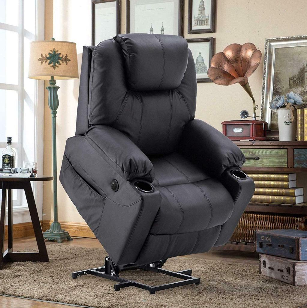 Sta-Op-Stoel Massage Fauteuil Relax Stoel Verwarmd! Zwart, Envoi, Neuf