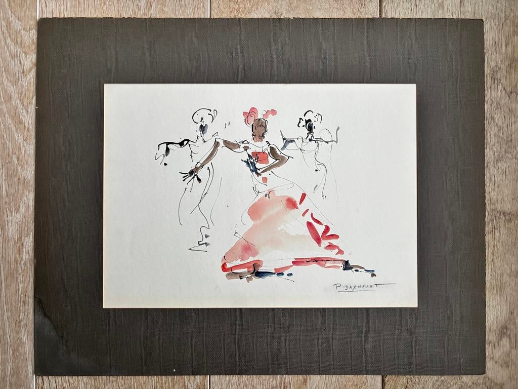 Aquarelle et encre de Chine Paul Daxhelet, Enlèvement ou Envoi