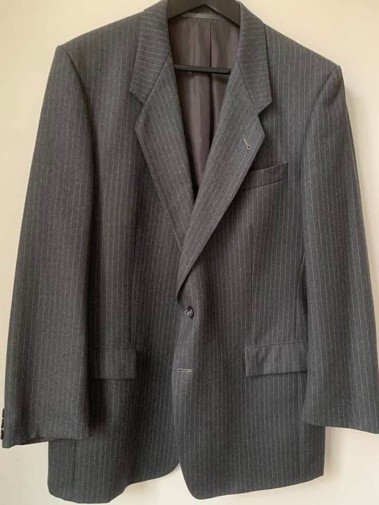 Veste de costume sur mesure Grise à rayure laine france 56, Enlèvement ou Envoi, Comme neuf, Gris