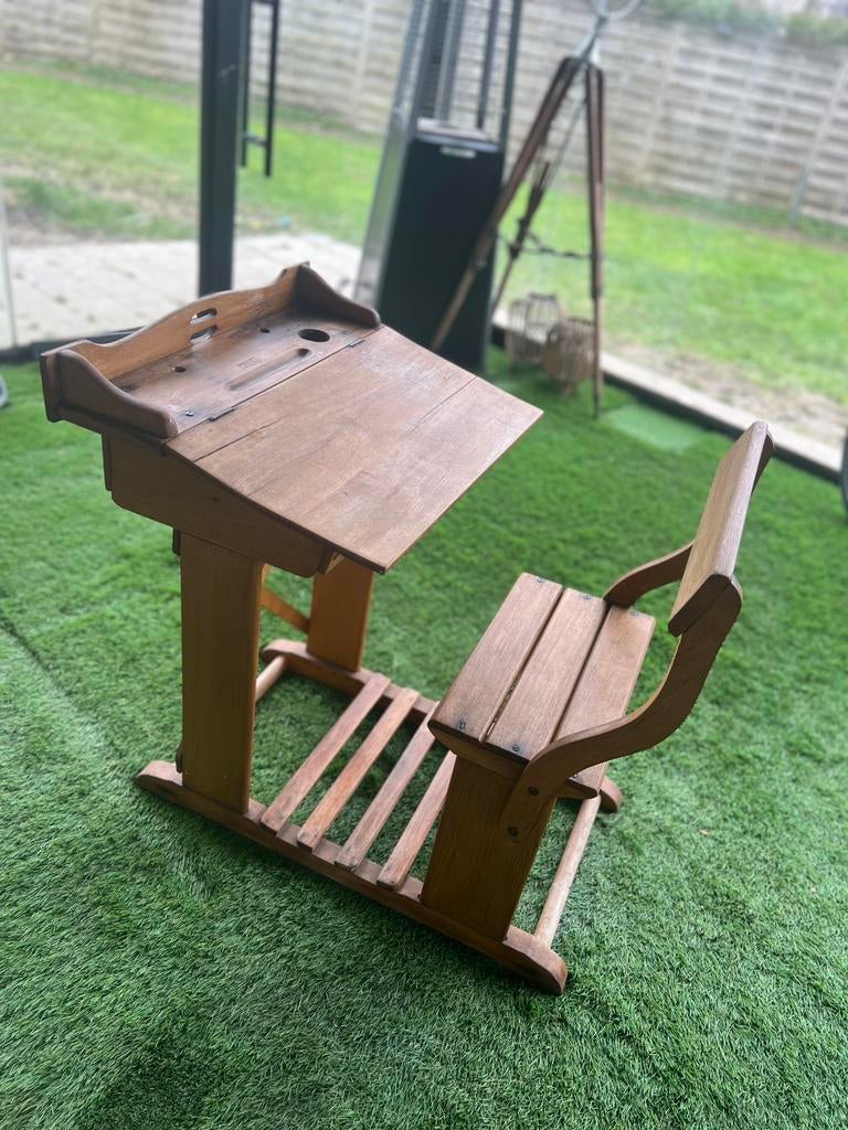 Authentique pupitre d’écolier ancien TORCK – Vintage, Huis en Inrichting, Ophalen, Zo goed als nieuw