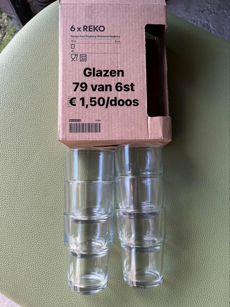 46 dozen van 6 glazen, Ophalen, Gebruikt, Glas, Glas of Glazen