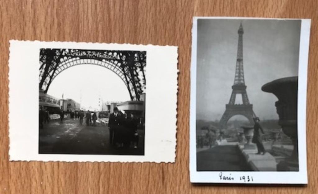 2x FOTO PARIJS 1931 EIFFELTOREN, Verzamelen, Foto, Zo goed als nieuw, Voor 1940, Buitenland