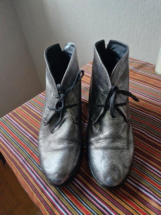 Schoenen grijs met hak en veters maat 37, Made in Italy, Zwart, Lage of Enkellaarzen, Ophalen of Verzenden