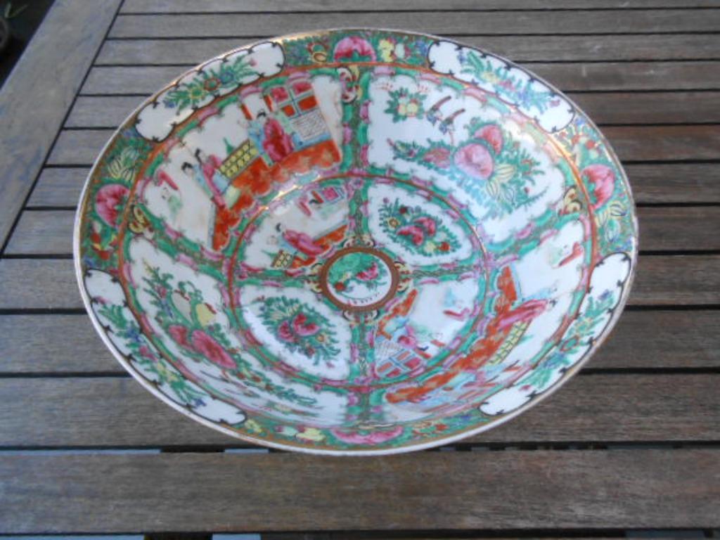 bol chinois plat vintage en porcelaine Ø30 H12 chinois, Enlèvement ou Envoi