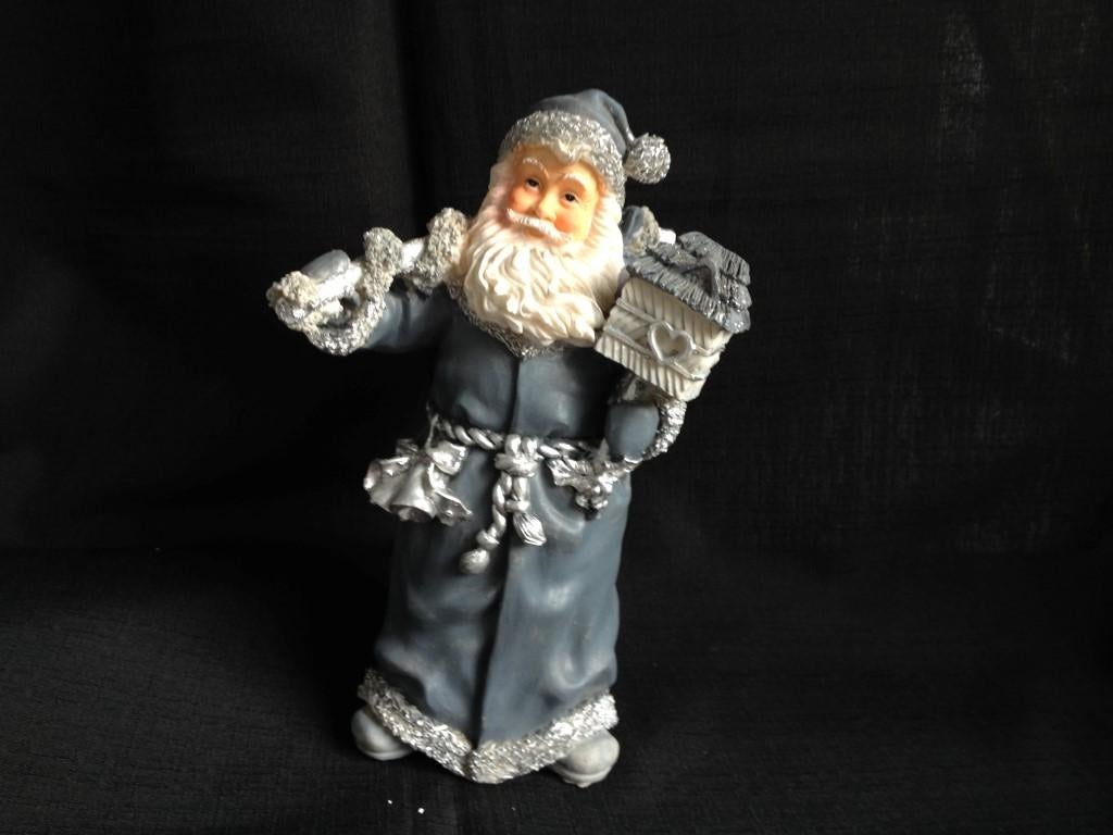 Père Noël dans les tons gris-bleu avec argent - 24 cm, Enlèvement ou Envoi, Neuf