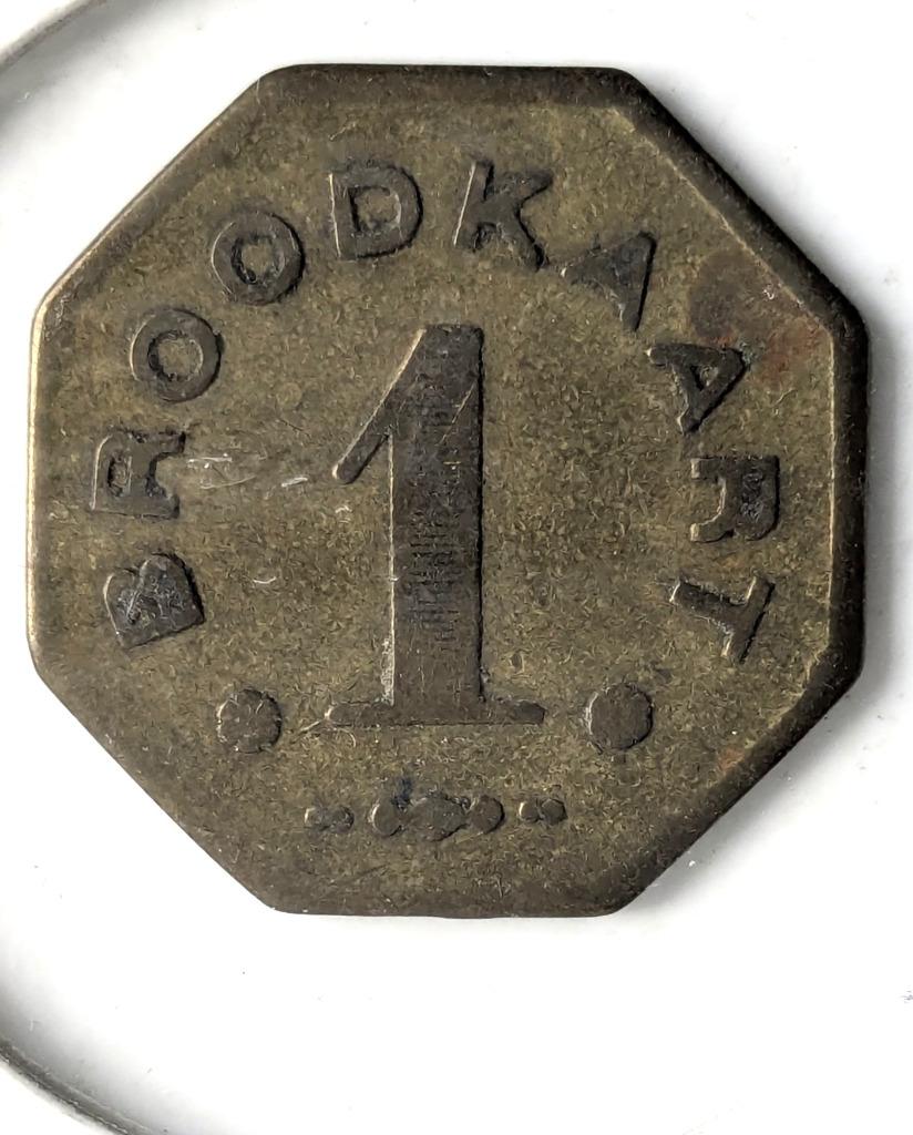 Vooruit-token: broodkaart 1880 Fisch - Brass, Postzegels en Munten, Ophalen of Verzenden, Overige materialen