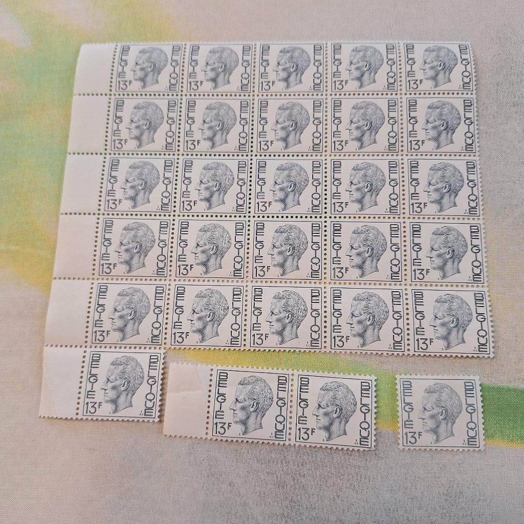 29 timbres roi Baudouin 13 F, Enlèvement ou Envoi, Non oblitéré