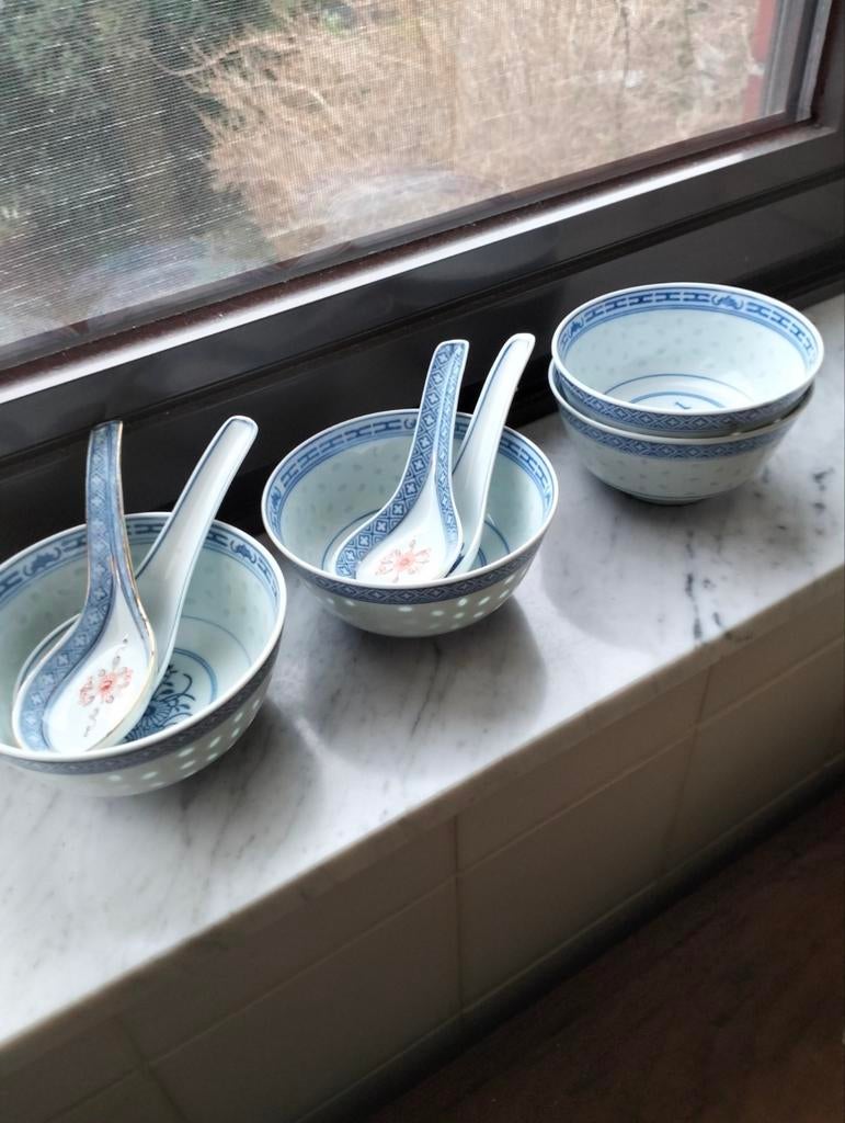 4 Chinese kopjes en 4 lepels, Antiek en Kunst, Ophalen of Verzenden