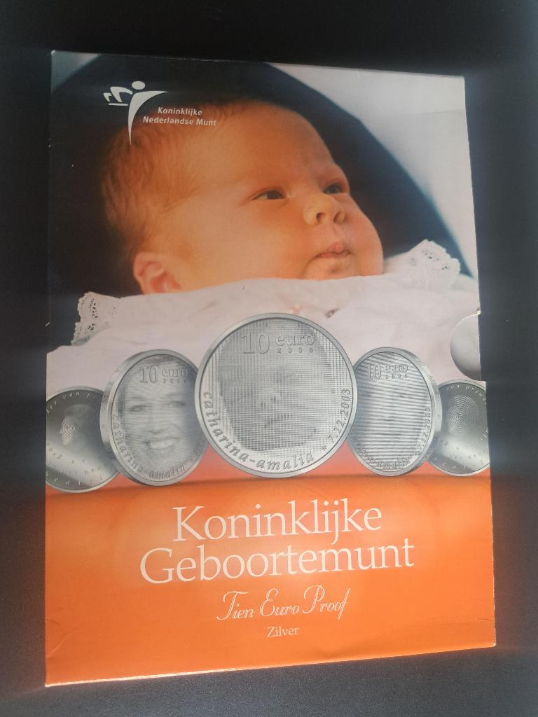 2004 Nederland 10 euro zilver geboorte Amalia in cassette, Postzegels en Munten, Munten | Nederland, Verzenden, Koningin Beatrix