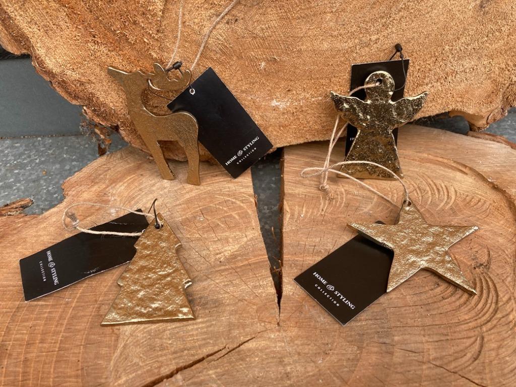 KERST DECO HANGERS GOUD 4 VERSCHILLENDE NIEUW, Ophalen of Verzenden, Nieuw