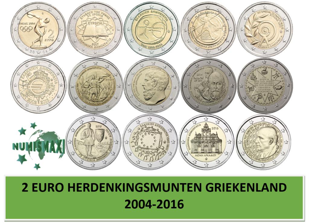 2 euro herdenkingsmunten Griekenland 2004-2016, Ophalen of Verzenden, Griekenland, 2 euro