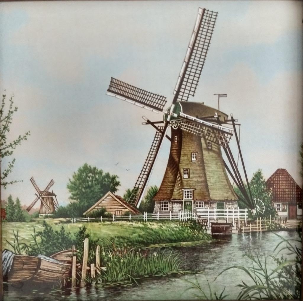 Vintage 1984 Royal Mosa Holland Schwabap keramische tegel wi, Antiek en Kunst, Ophalen