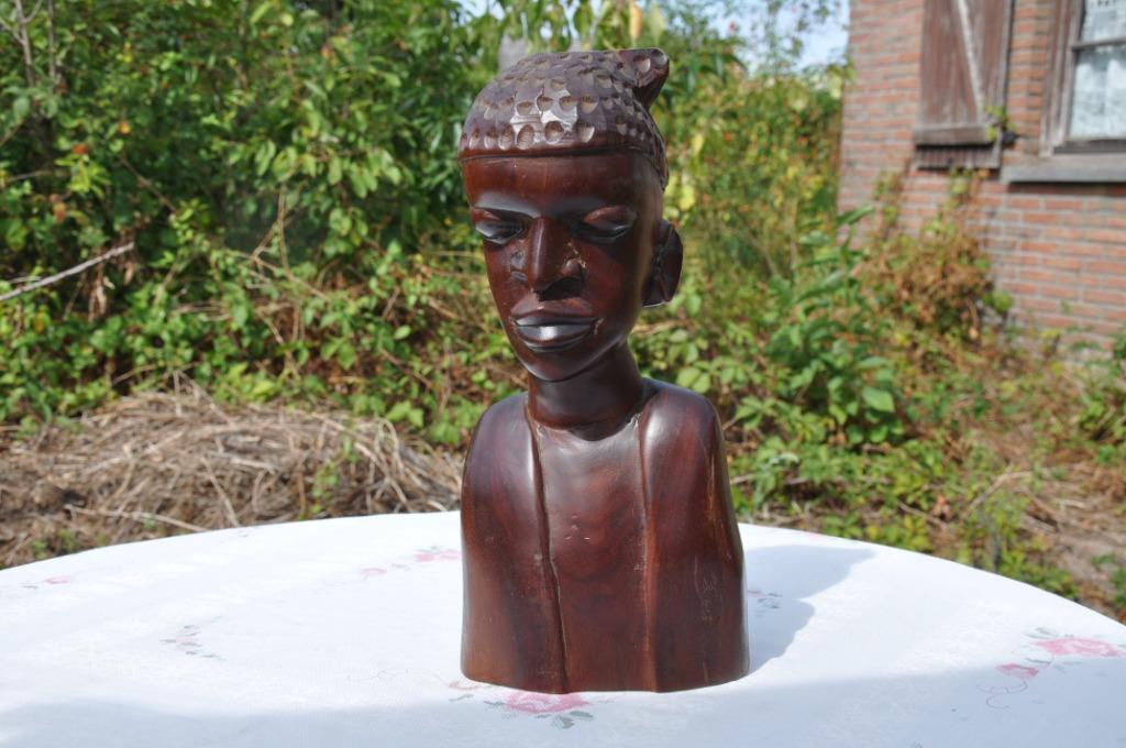 D buste masculin  africain bois ebene, Antiquités & Art, Enlèvement ou Envoi