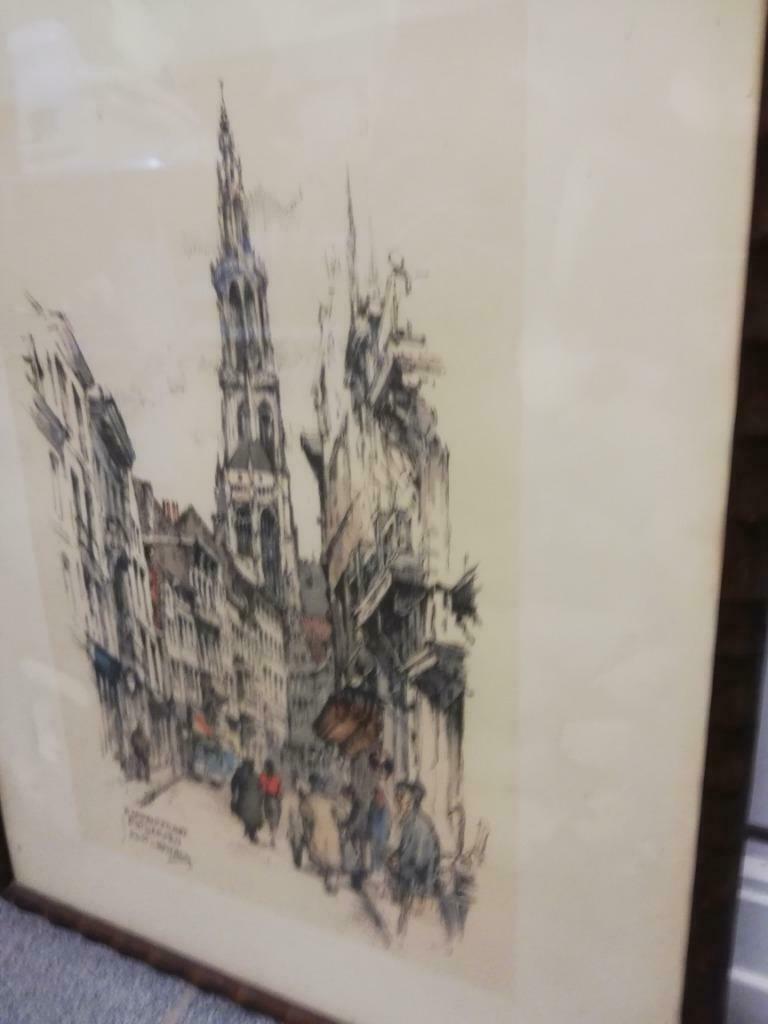 * J. Korthals: kunstdruk: Kammenstraat Antwerpen, Antiek en Kunst, Ophalen