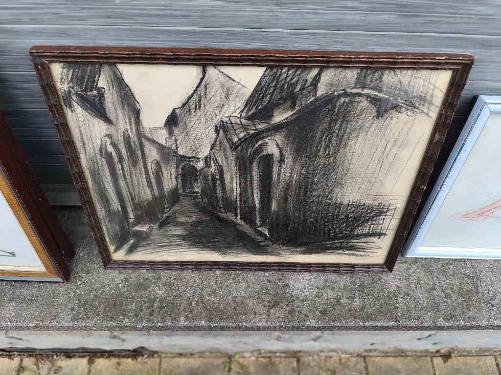 Fusain ruelle signe Michel stievenart, Enlèvement ou Envoi
