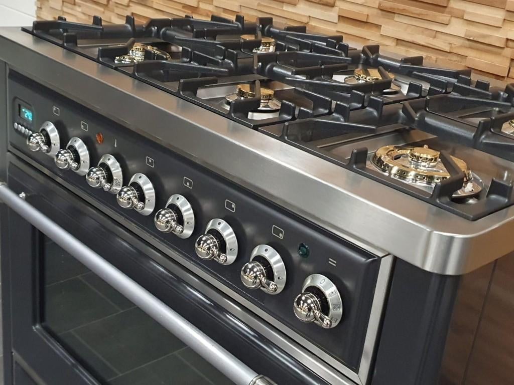 🔥Poêle Boretti Majestic luxe 90cm anthracite + 6 brûleurs, Gaz, Classe énergétique A ou plus économe, Enlèvement ou Envoi, Comme neuf