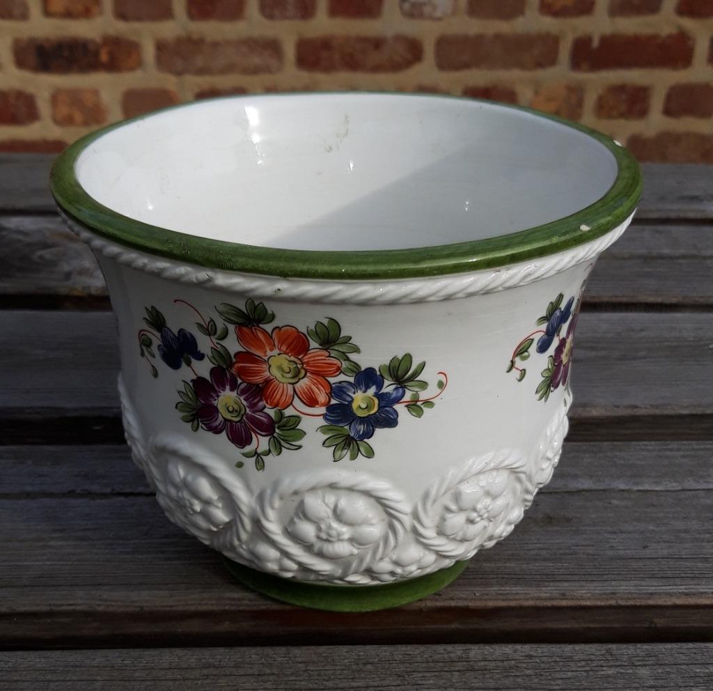 vintage bloempot, Italiaans keramiek, Ophalen, Gebruikt, Rond, Binnen