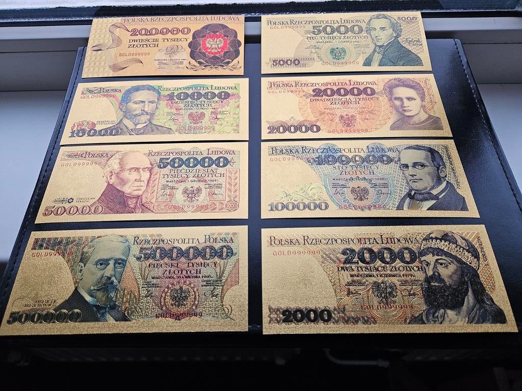 Ensemble de billets en métal doré PRL en zloty polonais, Enlèvement ou Envoi, Pologne, Série