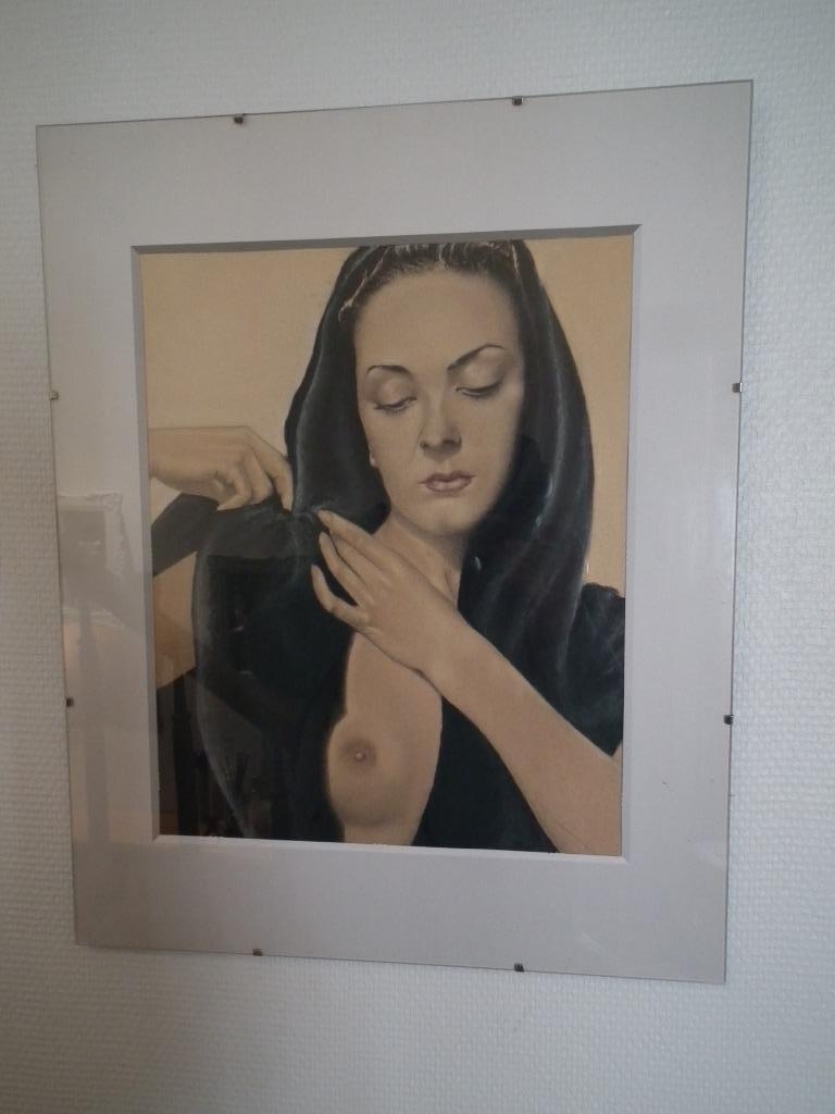 Vieux dessin fait au fusain (signé Dejoie) avec cadre, Antiquités & Art, Art | Dessins & Photographie, Enlèvement ou Envoi, Dessin