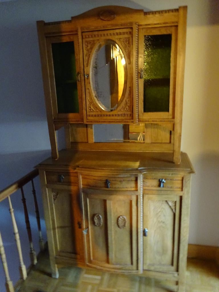 Oude kast met spiegel, Maison & Meubles, Armoires | Bibliothèques, Utilisé, 50 à 100 cm, 100 à 150 cm, 25 à 50 cm, Avec porte(s)