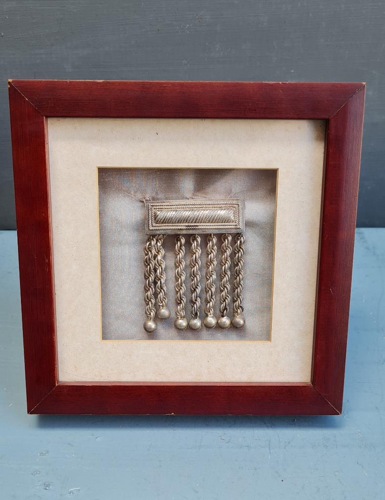 Vintage Maçoniek verzilverde franje in lijst, Antiek en Kunst, Kunst | Beelden en Houtsnijwerken, Ophalen of Verzenden
