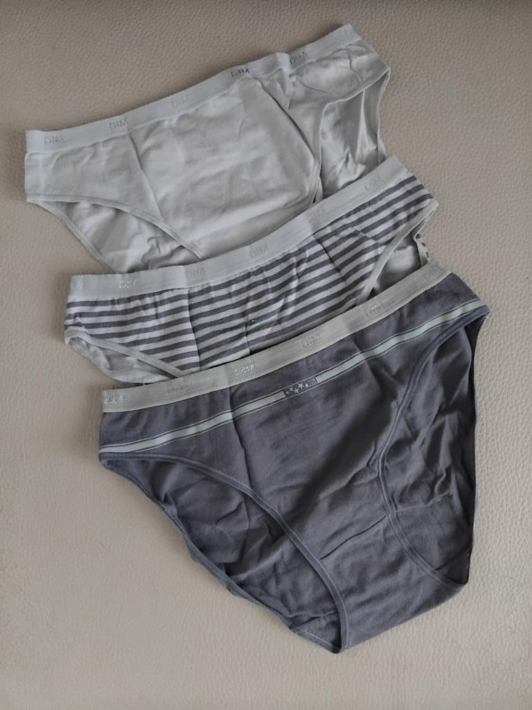 Set van 3 grijze damesslips in katoen;maat:L;merk:DIM., Dim, Ophalen of Verzenden, Grijs, Slip