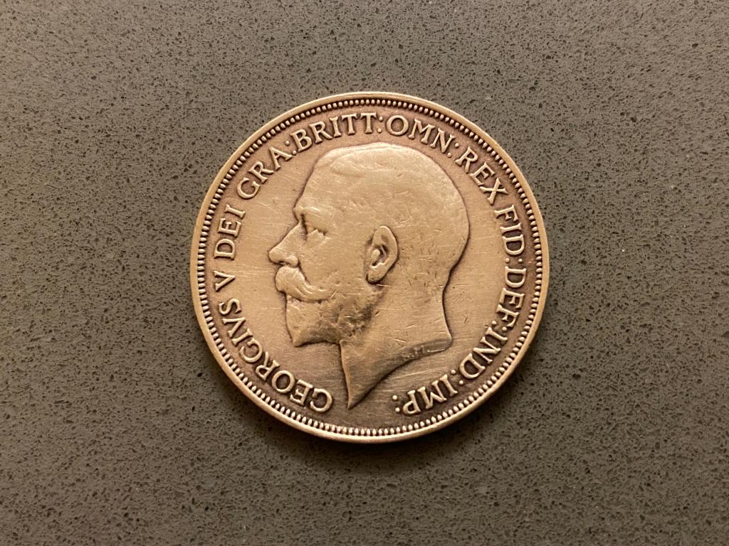 Pièce One Penny britannique 1916 – Roi George V – TB, Postzegels en Munten, Ophalen of Verzenden, Overige landen, Losse munt