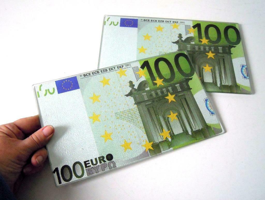 Planche à découper en verre / planche à sandwich avec billet, Enlèvement ou Envoi