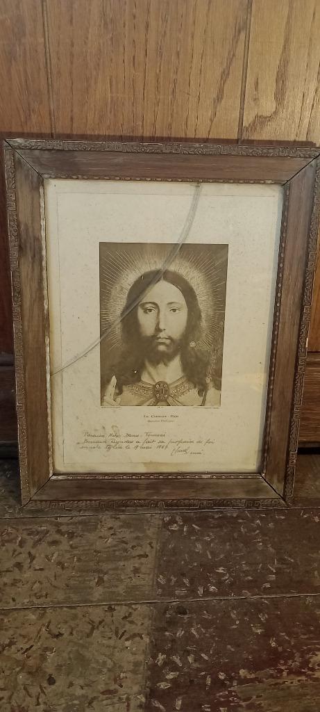 Religieuze gravure, 26x32, n154, Doornik, Ophalen of Verzenden
