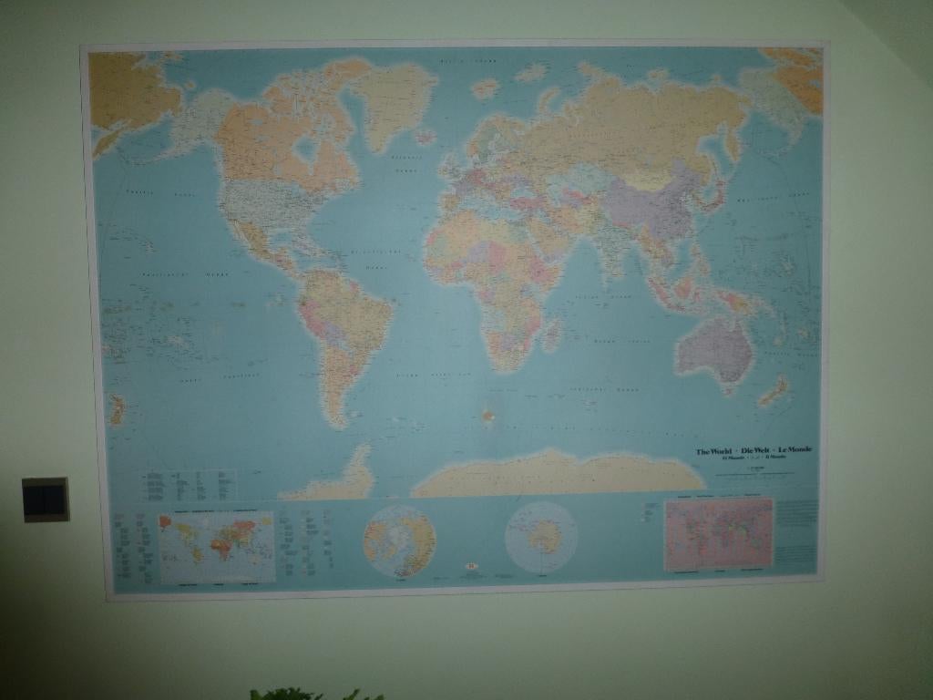 wandkaart de wereld, Antiek en Kunst, Antiek | Schoolplaten, Ophalen, Aardrijkskunde