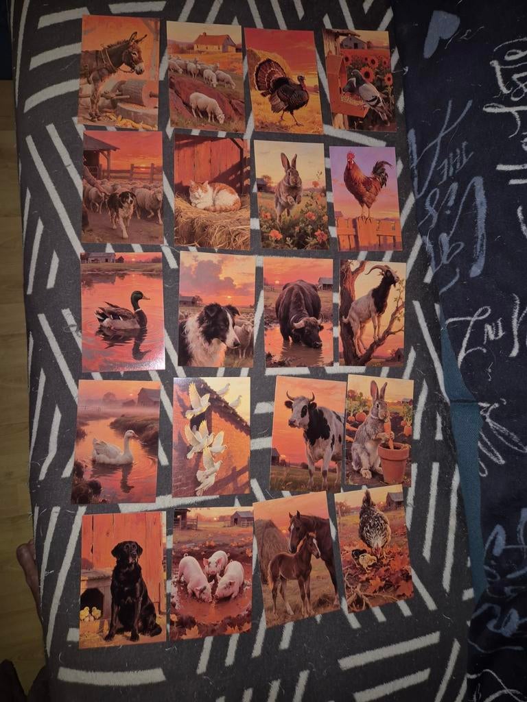 20 postkaarten boerderij dieren, Verzenden