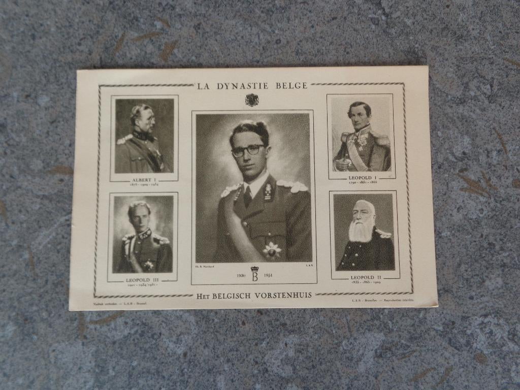 Royalty: 1 speciale foto van de eerste 5 koningen der Belgen, Verzamelen, Ophalen